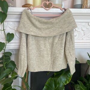 Slouchy off the shoulder cream sweater